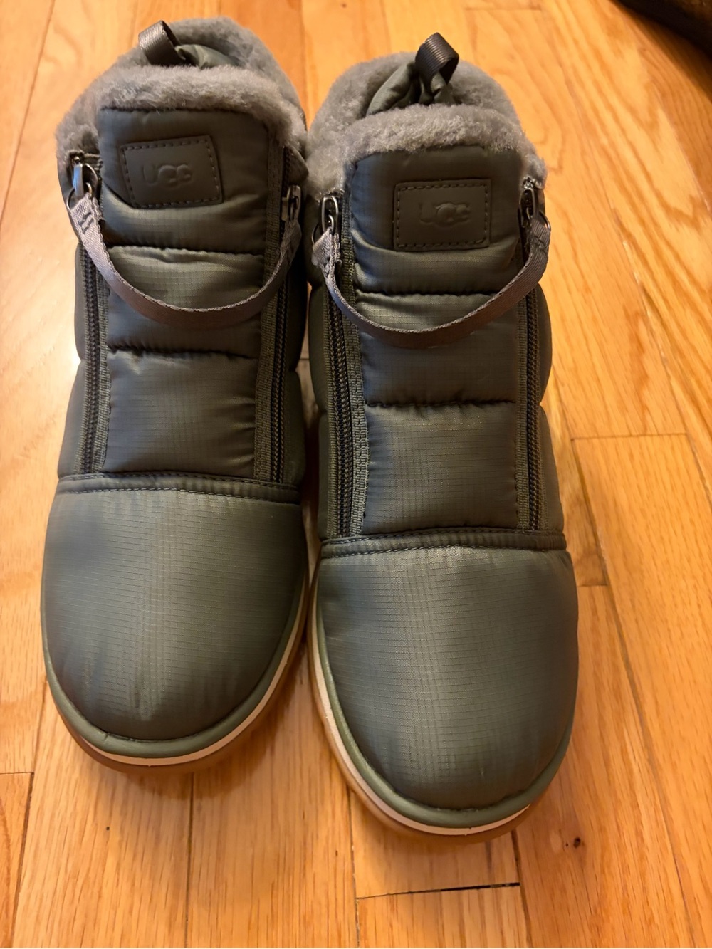 UGG women’s dark green Shearling-Trim Puffer Boots